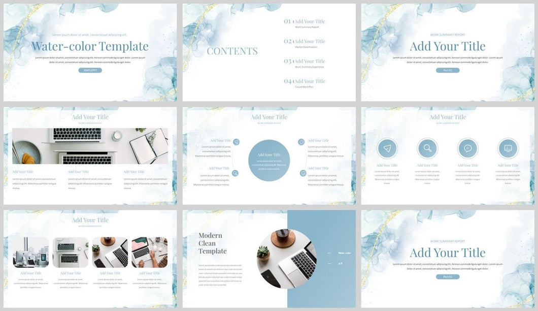 Blue Watercolor PowerPoint Template